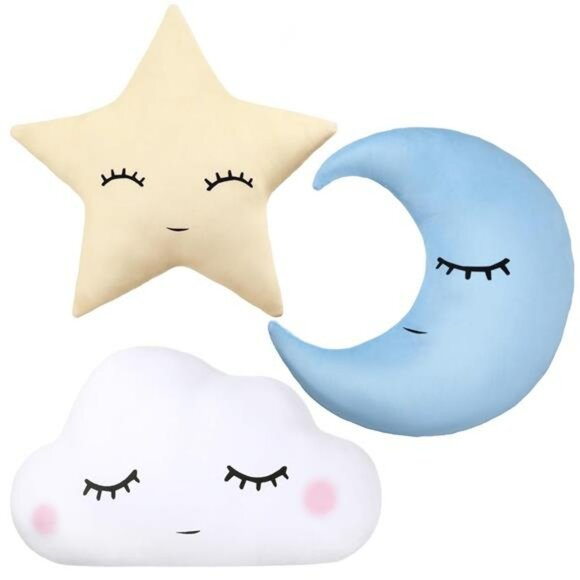 Moon Star Cloud Plush Pillow Set Soft Stuffed Nursery Decor Cushion for Kids Roo - Picture 1 of 8